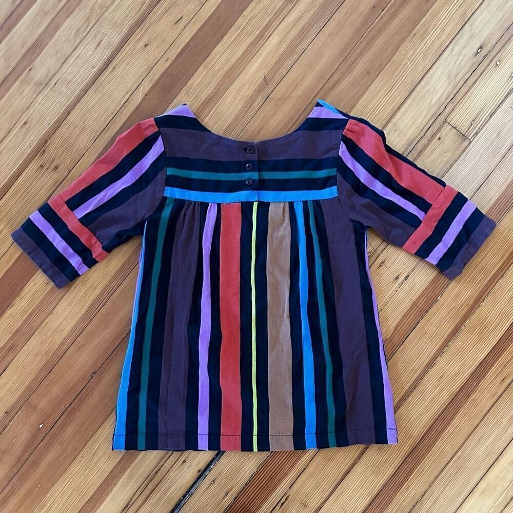 Ace & Jig Multicolor Striped Peasant Blouse (Blue, Teal, Maroon, Pink, Tan) - Picture 3 of 5